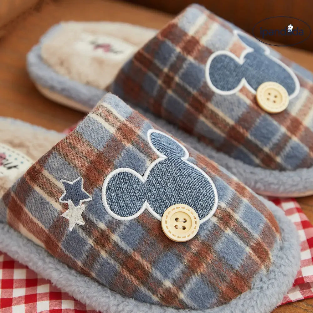 スリッパ レディース 冬用 チェック柄 保温 居家用 コットン モカシン もこもこ 可愛い ファー ふわふわ 秋冬用 クリスマスプレゼント ID3161 インテリア雑貨＞ファッション雑貨