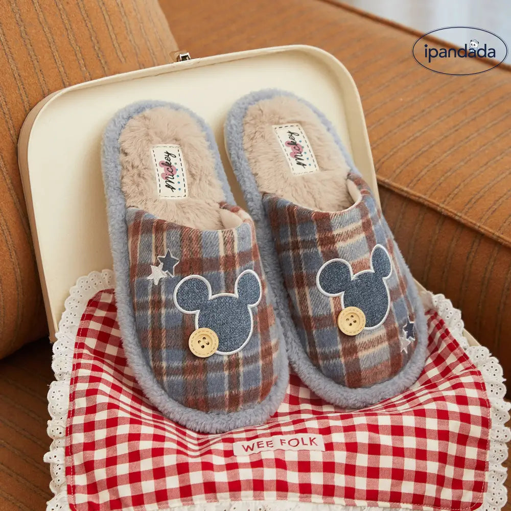 スリッパ レディース 冬用 チェック柄 保温 居家用 コットン モカシン もこもこ 可愛い ファー ふわふわ 秋冬用 クリスマスプレゼント ID3161 インテリア雑貨＞ファッション雑貨