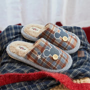 スリッパ レディース 冬用 チェック柄 保温 居家用 コットン モカシン もこもこ 可愛い ファー ふわふわ 秋冬用 クリスマスプレゼント ID3161 インテリア雑貨＞ファッション雑貨