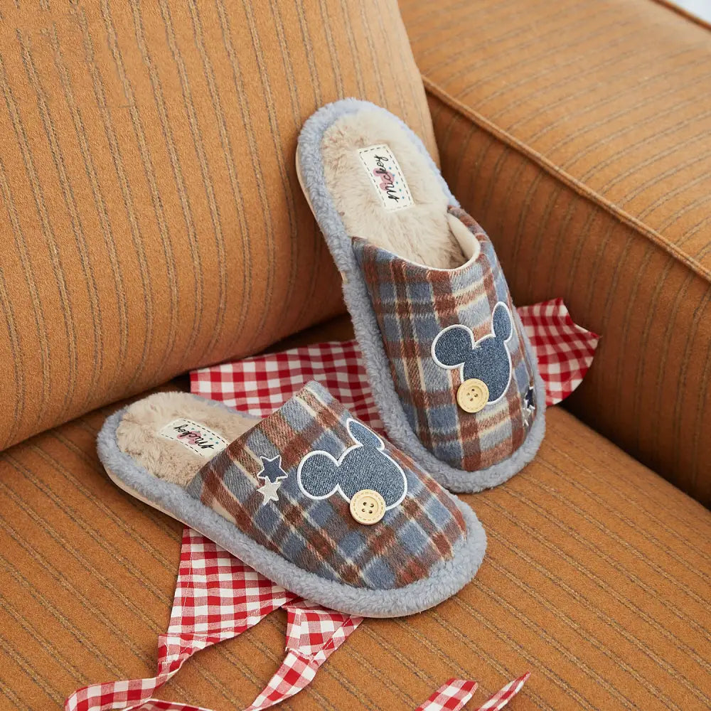 スリッパ レディース 冬用 チェック柄 保温 居家用 コットン モカシン もこもこ 可愛い ファー ふわふわ 秋冬用 クリスマスプレゼント ID3161 写真通り / 23-23.5cm インテリア雑貨＞ファッション雑貨