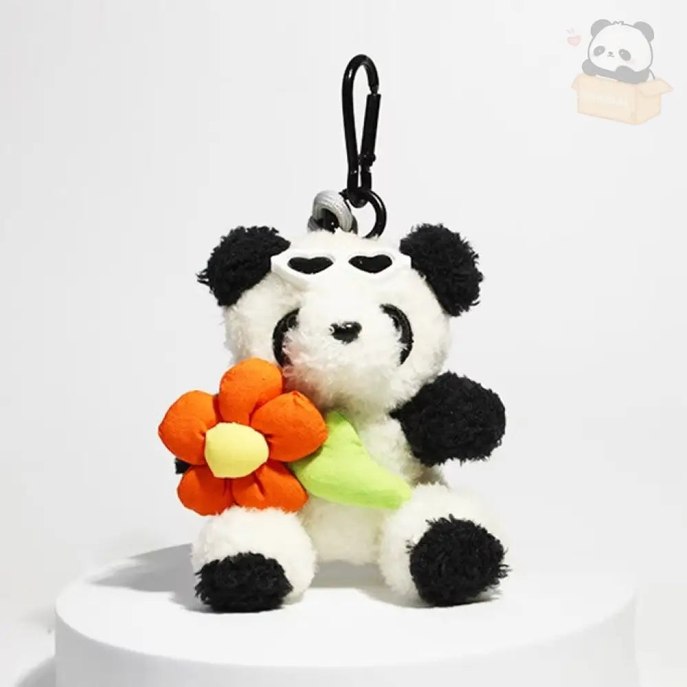 スターと同じ ミニマスコットホルダー 多色展開 パンダ スタイル ぬいぐるみ パンダファミリー カメラ いちご オレンジ花パンダ / 11*10cm グッズ＞ぬいぐるみ