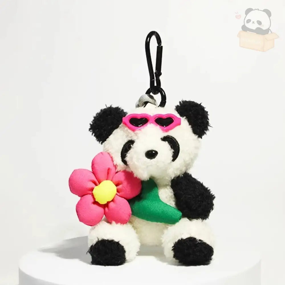 スターと同じ ミニマスコットホルダー 多色展開 パンダ スタイル ぬいぐるみ パンダファミリー カメラ いちご ローズ花パンダ / 11*10cm グッズ＞ぬいぐるみ