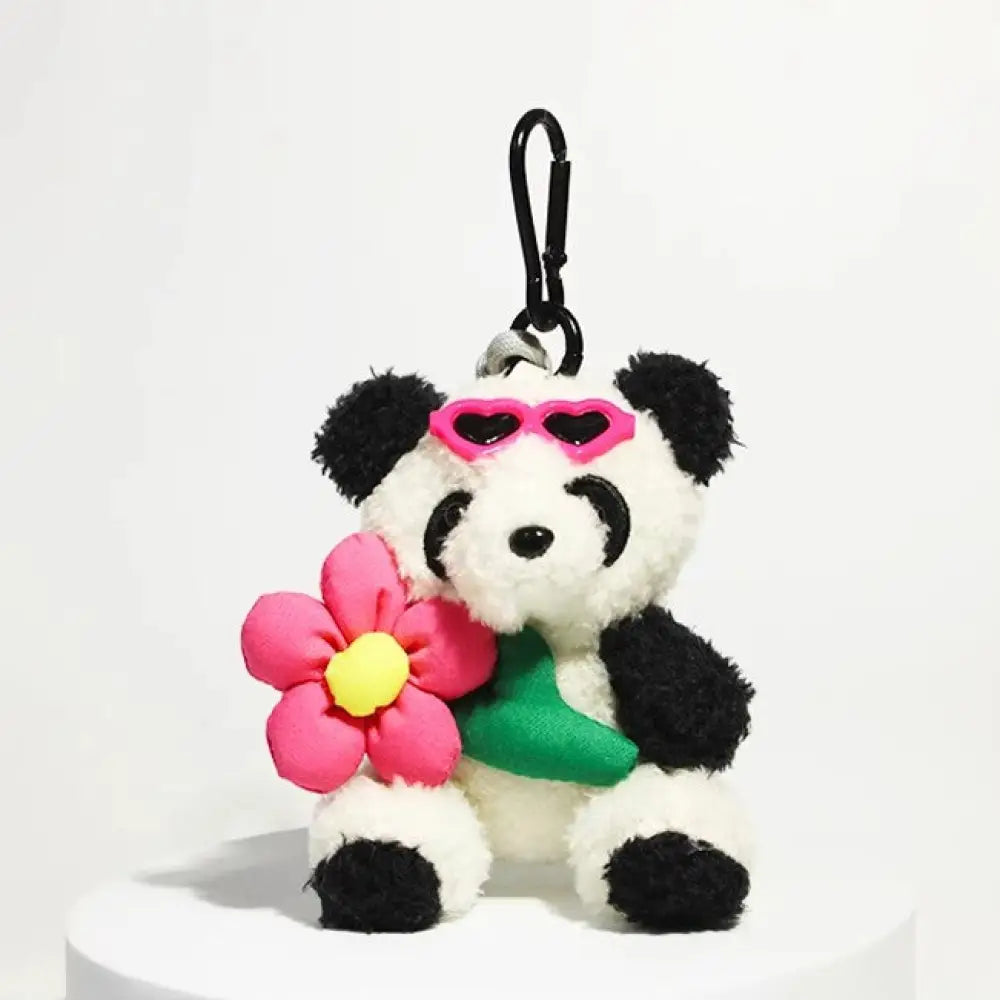 スターと同じ ミニマスコットホルダー 多色展開 パンダ スタイル ぬいぐるみ パンダファミリー カメラ いちご ローズ花パンダ / 11*10cm グッズ＞ぬいぐるみ
