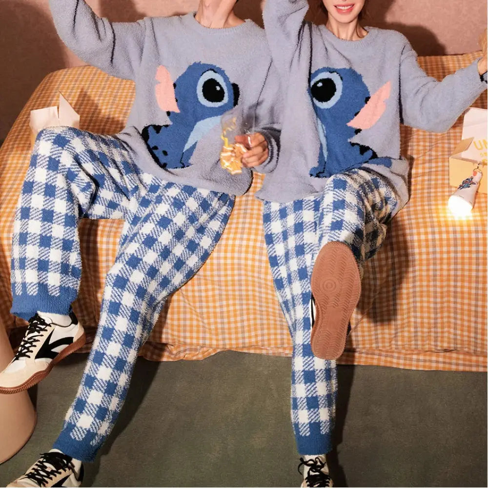 スティッチ カップル パジャマ レディース ソフト 冬用 ルームウェア メンズ ID3304