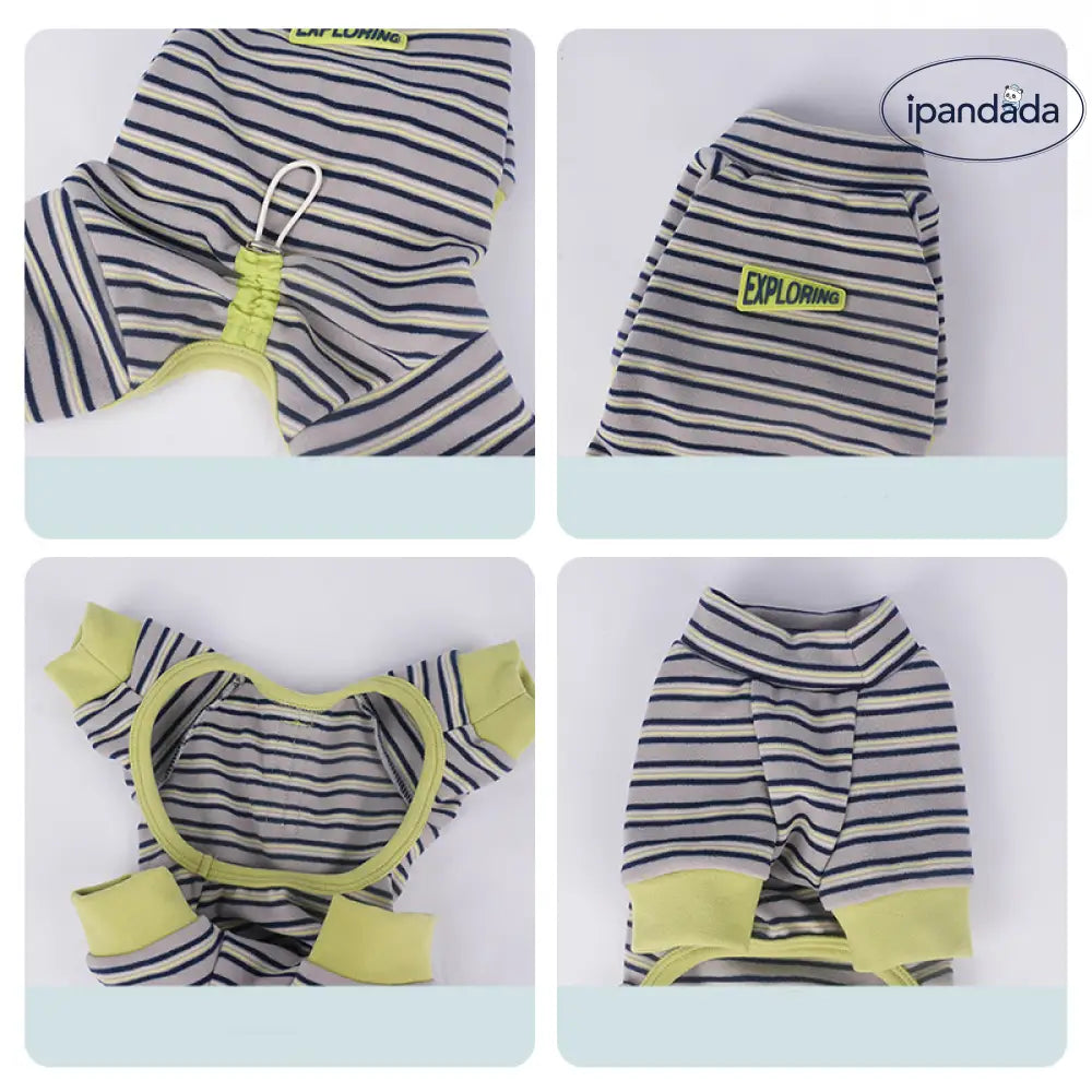 ストライプ カジュアル 4足型 ベース 小型犬 ペット服 シュナウザー 犬服 秋冬 4足衣 かわいい ID2476