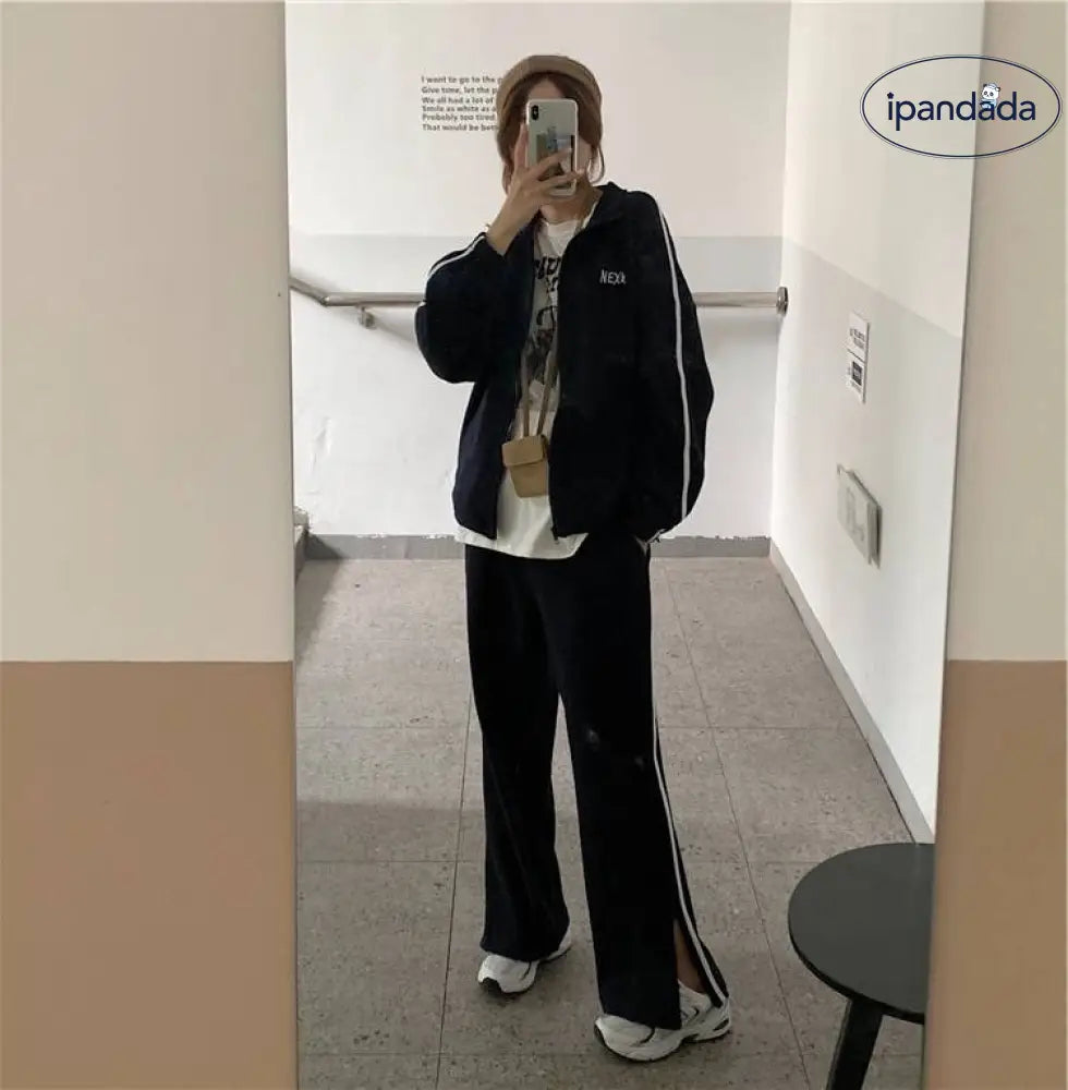 スウェット セットアップ レディース 上下 セット ジャージ ルームウェア パンツ 部屋着 長袖 ジップ 可愛い お洒落 スポーツウェア オールシーズン グレー ネイビー 春 夏 秋 冬 学生 大きいサイズ M L XL 2XL 旅行 ゆったり 修学旅行 ID2497