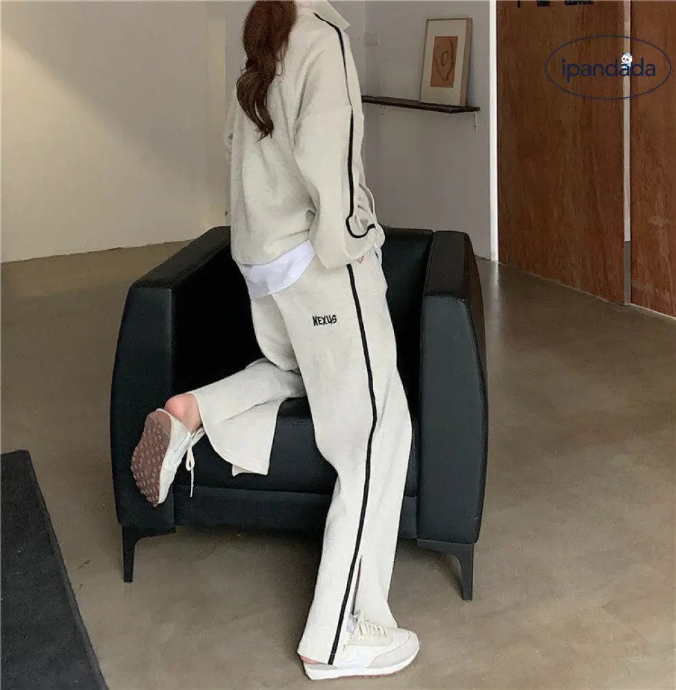 スウェット セットアップ レディース 上下 セット ジャージ ルームウェア パンツ 部屋着 長袖 ジップ 可愛い お洒落 スポーツウェア オールシーズン グレー ネイビー 春 夏 秋 冬 学生 大きいサイズ M L XL 2XL 旅行 ゆったり 修学旅行 ID2497
