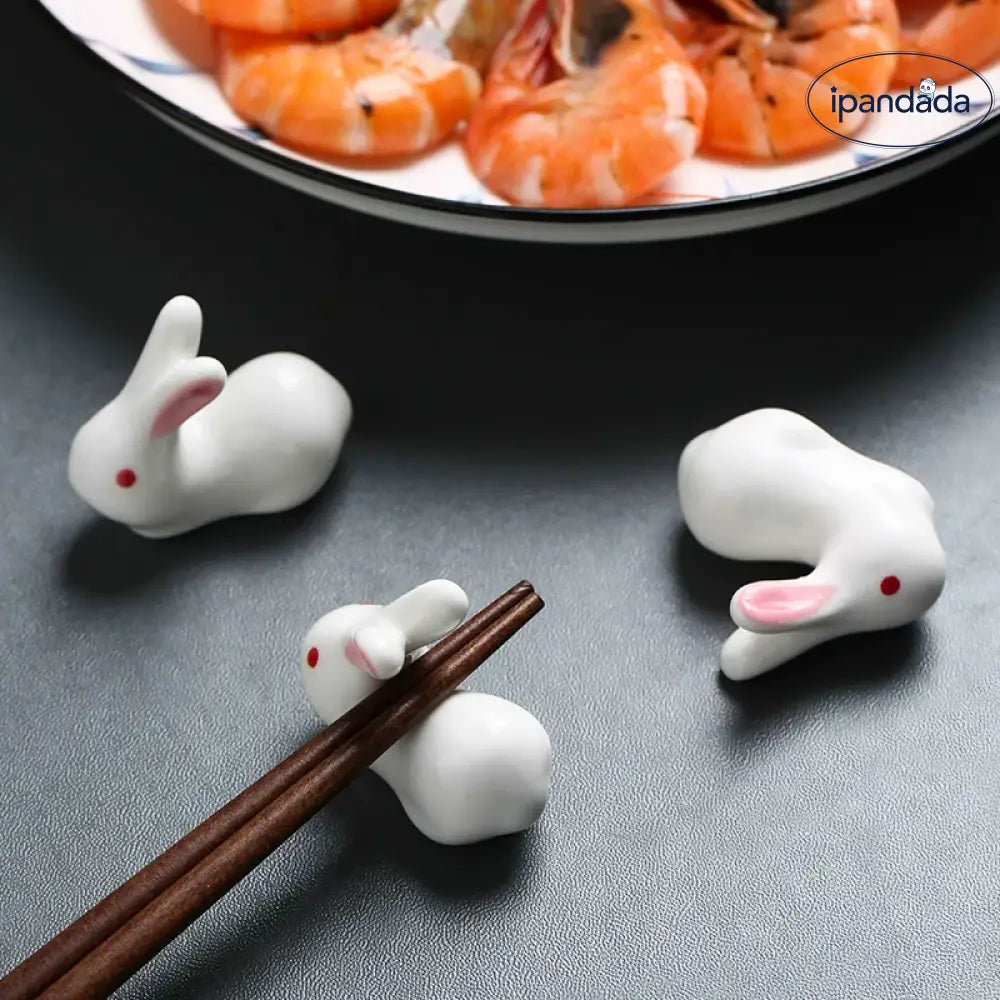 陶器 ウサギ チャイニーズ箸スタンド カートゥーン 小さなウサギ 精緻な 食卓 箸置き 家庭用 可愛い 箸スタンド 箸枕 ID2242