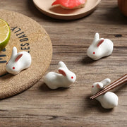 陶器 ウサギ チャイニーズ箸スタンド カートゥーン 小さなウサギ 精緻な 食卓 箸置き 家庭用 可愛い 箸スタンド 箸枕 ID2242