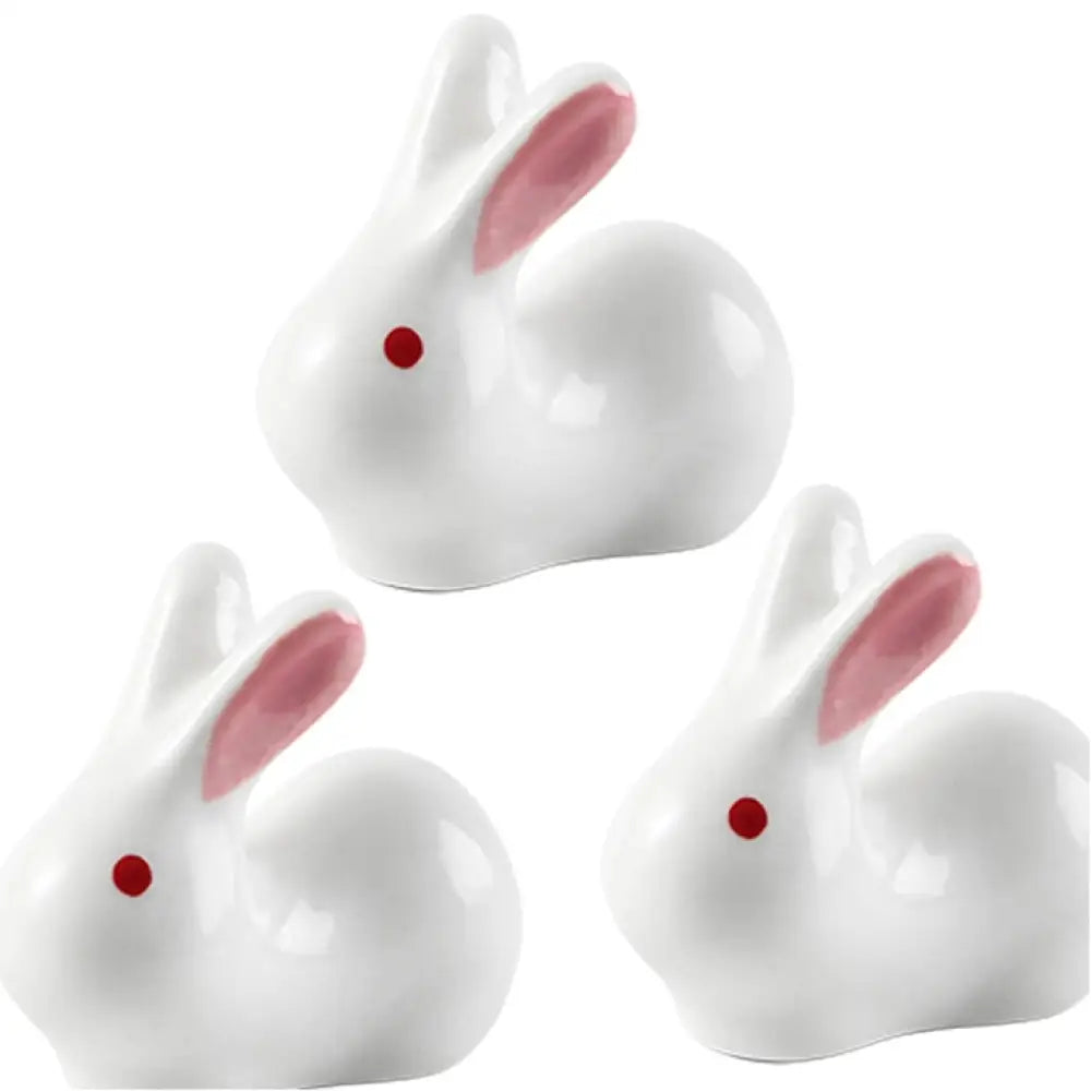 陶器 ウサギ チャイニーズ箸スタンド カートゥーン 小さなウサギ 精緻な 食卓 箸置き 家庭用 可愛い 箸スタンド 箸枕 ID2242 三つ インテリア雑貨＞その他