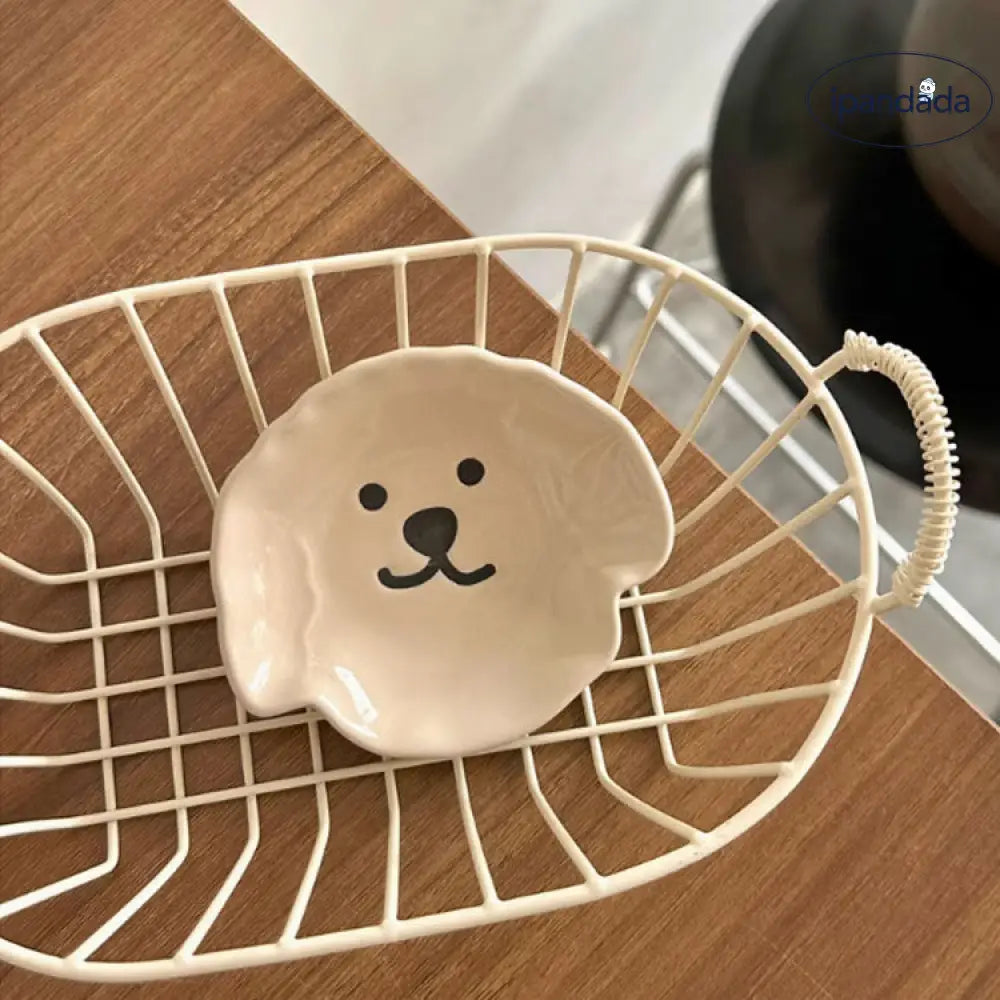 ID1233 陶器製 おちょこ クマの赤ちゃん デザイン SNS人気 多用途 ソース皿 骨皿 お菓子皿 おしゃれ プレミアム感 抗菌 電子レンジ対応 焼きぼけカラー SGマーク カーキ子犬 / 陶瓷制品 インテリア雑貨＞収納雑貨