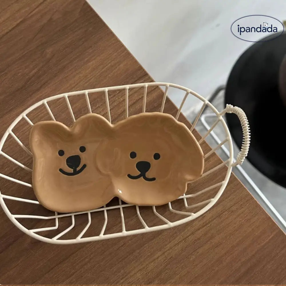 ID1233 陶器製 おちょこ クマの赤ちゃん デザイン SNS人気 多用途 ソース皿 骨皿 お菓子皿 おしゃれ プレミアム感 抗菌 電子レンジ対応 焼きぼけカラー SGマーク コーヒー熊と犬 / 陶瓷制品 インテリア雑貨＞収納雑貨
