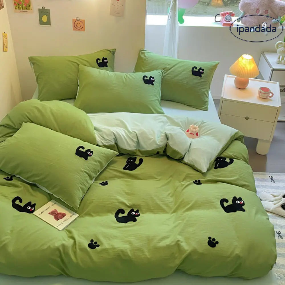 タオル刺繍付き 水洗い綿 ベッドシーツセット 4点/3点セット カートゥーン柄 安心  洗濯縮みなし 通気性抜群 ID1914
