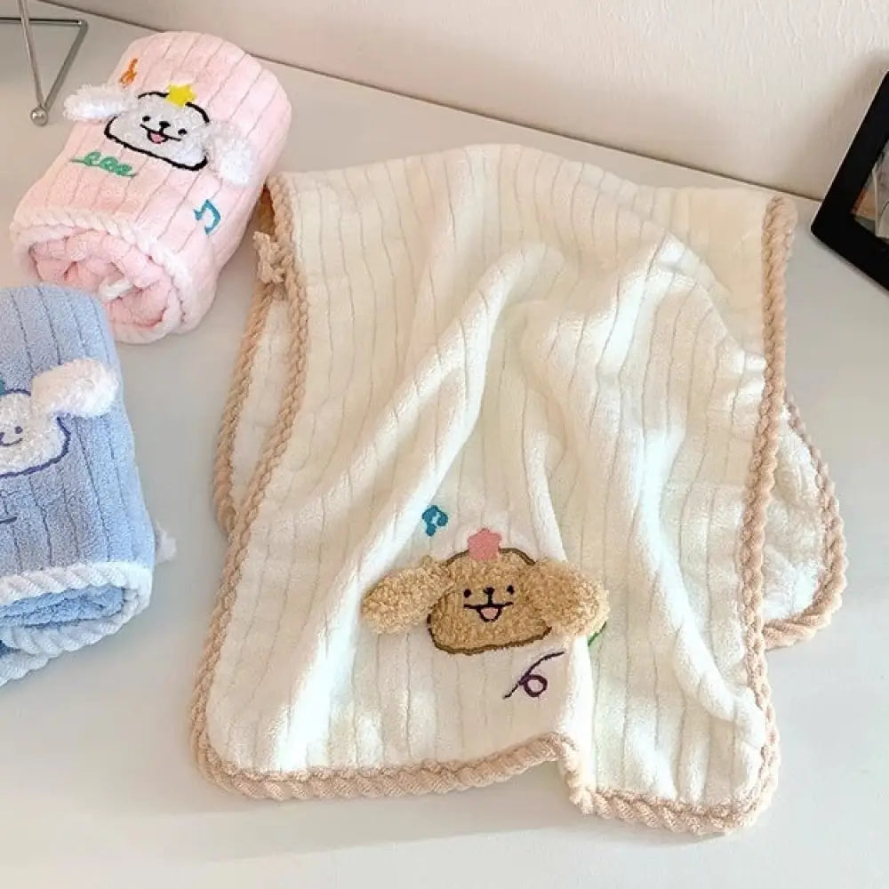 タオル フェイスタオル 家庭用 毛が抜けない 綿より吸水性の高い 可愛い 子供用 新品 カップル 学生 用 面タオル 髪拭き ID2310 ホワイト