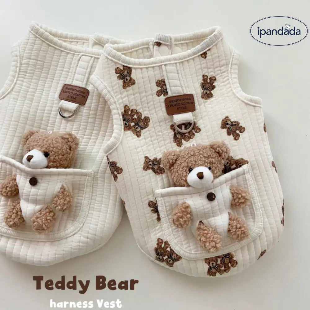 ぺット 服 安い 犬 春 秋 冬 くまちゃん 柄 ベスト ジャケット 防寒 リード フック かわいい 可愛い ハイブランド ドッグ ウェア ペット用品＞ウェア