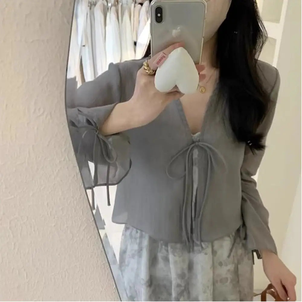 テンセル 防晒ジャケット レディース ショート 薄手 小柄 用 カーディガン 上着 エアコン シャツ 夏用 ID1880 グレー / S 外出着>アウター