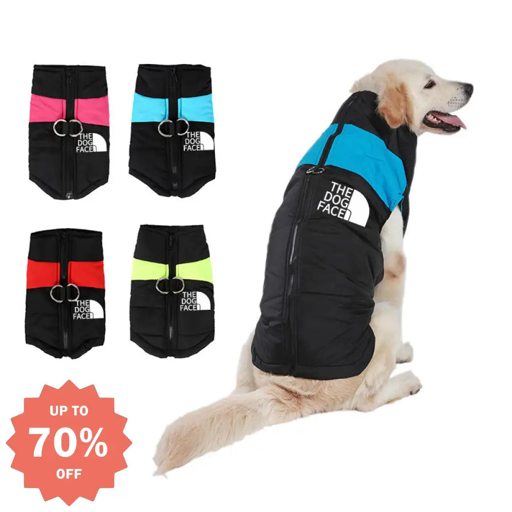 the dog face 7色  防水 犬服 ペット アウター 冬 保温 ベスト 厚手 ジップ ジャケット ドッグウェア 小型犬 中型犬 大型犬 防寒 撥水 防風 暖かい 快適 外出用 スポーツ 耐久性 トレンド ブランド 洗える ペットコート ID2438