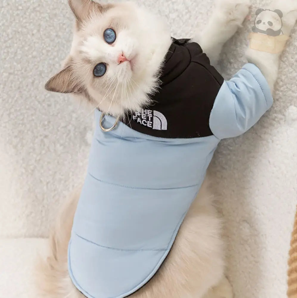 【THE PET FACE】ジャケット 防寒リード付き 冬用 あったか パーカー 風防＆柔らか素材 猫服 犬服 ペット用品＞ウェア