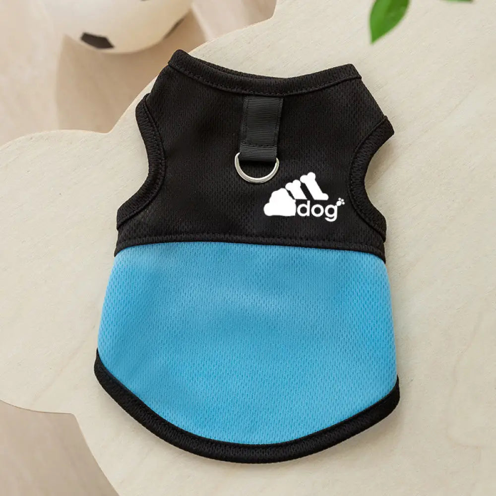 ID388 THE PET FACE メッシュタンクトップ 犬 犬服 ケーブル切り替え 涼しい 着せやすい おしゃれ かわいい 小型犬 中型犬 洋服 汚れ防止 メッシュ通気 ブルーADI / XS（対応体重0.65-1.2KG）