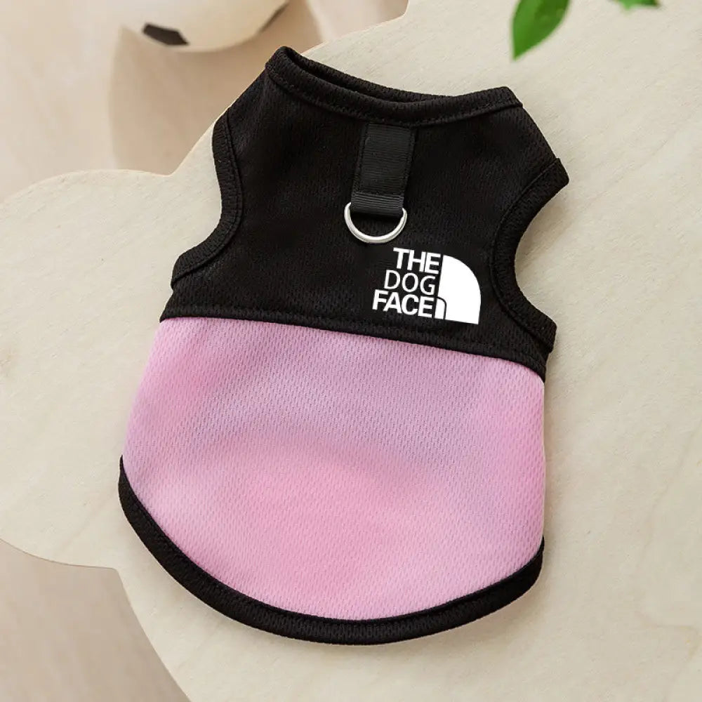 ID388 THE PET FACE メッシュタンクトップ 犬 犬服 ケーブル切り替え 涼しい 着せやすい おしゃれ かわいい 小型犬 中型犬 洋服 汚れ防止 メッシュ通気 ピンクPETFACE / XS（対応体重0.65-1.2KG）