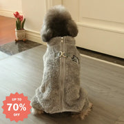 犬の服 秋冬 ファッションブランド ジッパー付き 両面保温フリース タディ用ペット服 冬用 ID3253 グレー / S