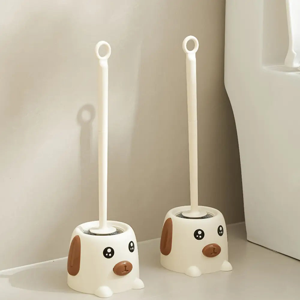 トイレブラシセット トイレ掃除ブラシ 家庭用 ソフト毛ブラシ 死角なし バスルーム トイレ 長柄 クリーニングブラシ ベース付き ID2107 ベージュ / 二つ インテリア雑貨>その他