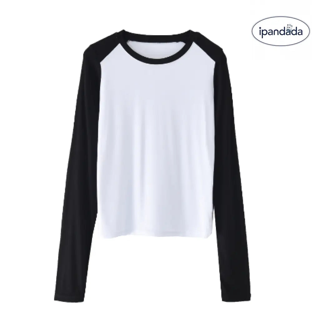 tシャツ パンダ袖トップス 配色 秋服 レディース クルーネック おしゃれ 通勤 通学 大人 可愛い ホワイト&ブラック / L レディース > トップス