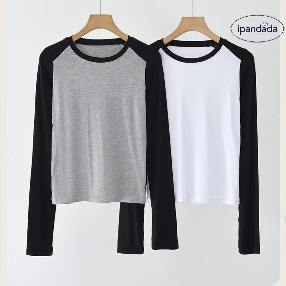 tシャツ パンダ袖トップス 配色 秋服 レディース クルーネック おしゃれ 通勤 通学 大人 可愛い レディース > トップス
