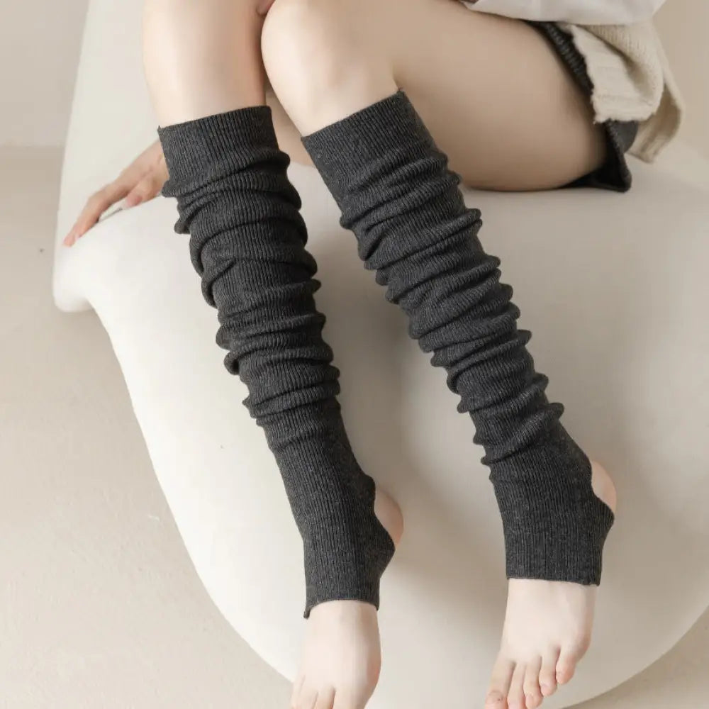 ウール カシミア ヨガ ソックス レッグウォーマー ステップ ソックス 細縦ストライプ 無地 シンプル 保温 フットカバー 秋冬 ID2020 ダークグレー / ステップ インテリア雑貨>ファッション雑貨