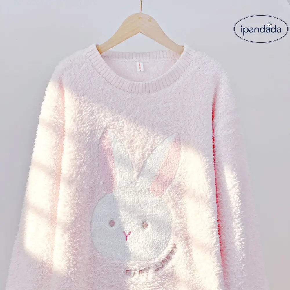 うさぎ かわいい ふわふわ パジャマ 冬 長袖 ワンピース カートゥーン レディース 加厚 サンゴフリース 中長丈 部屋着 ID2542