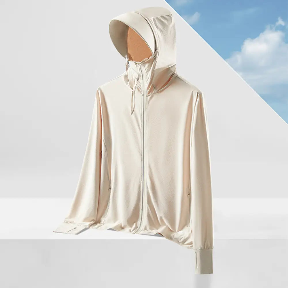 ID1571 uvカット パーカー 冷感 レディース UVパーカー 日焼け防止 日焼け対策 紫外線防止 紫外線対策 接触冷感 夏 ひんやり冷感 ベージュ / M 外出着>アウター