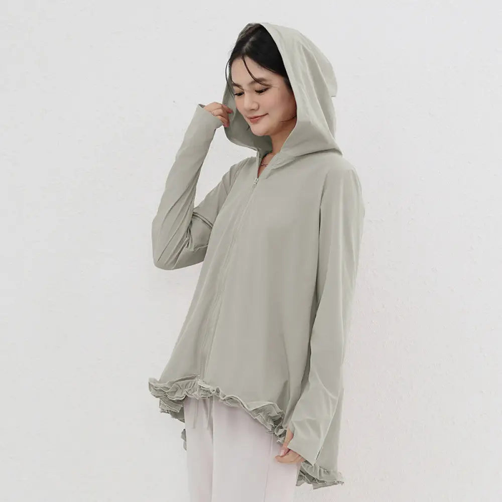 ID1539 UVカット レディース 夏 通気性 ひんやり 長袖 カーディガン ゆったり Aラインデザイン 日焼け防止 上着 グレー / M 外出着>アウター