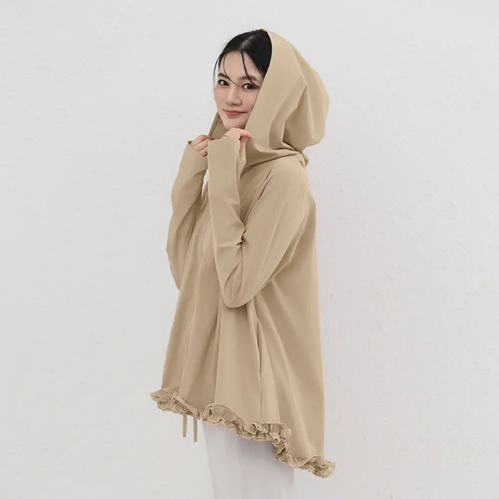 ID1539 UVカット レディース 夏 通気性 ひんやり 長袖 カーディガン ゆったり Aラインデザイン 日焼け防止 上着 カーキ / M 外出着>アウター