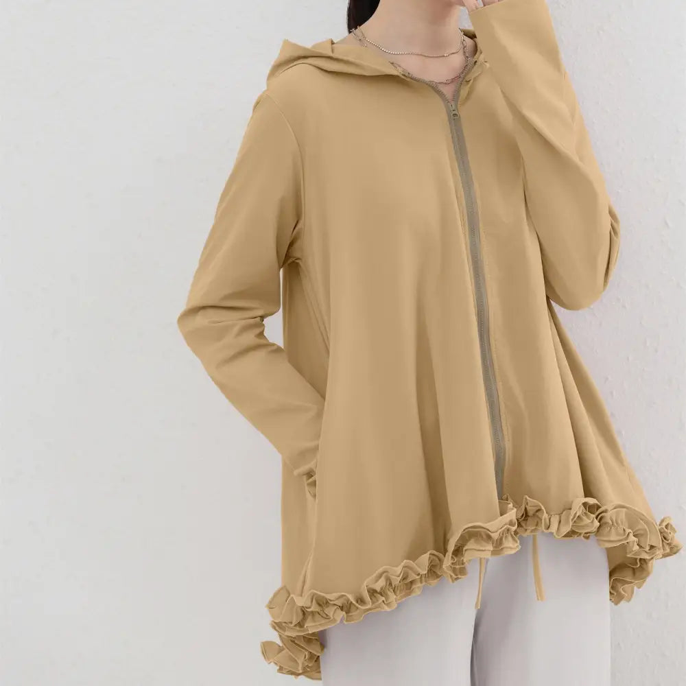 ID1539 UVカット レディース 夏 通気性 ひんやり 長袖 カーディガン ゆったり Aラインデザイン 日焼け防止 上着 ライトコーヒー / M 外出着>アウター