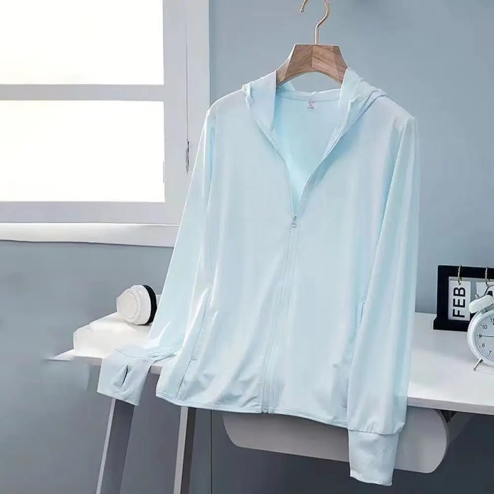 ID1081 UVカット 夏用 7カラー リラックス シンプルカラー ルーズフィット スポーツ アウトドア ジップアップ マルチコーデ ブルー / M 外出着＞アウター