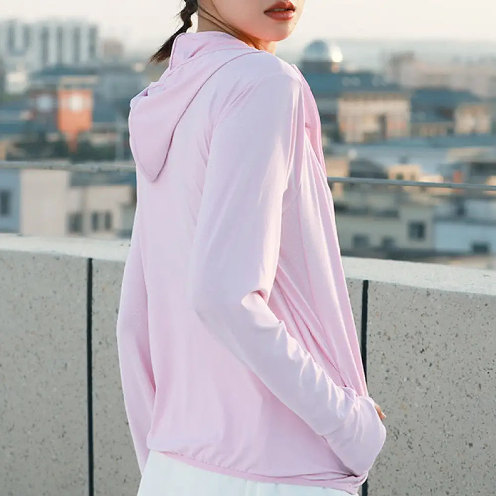 ID1081 UVカット 夏用 7カラー リラックス シンプルカラー ルーズフィット スポーツ アウトドア ジップアップ マルチコーデ ピンク / M 外出着＞アウター