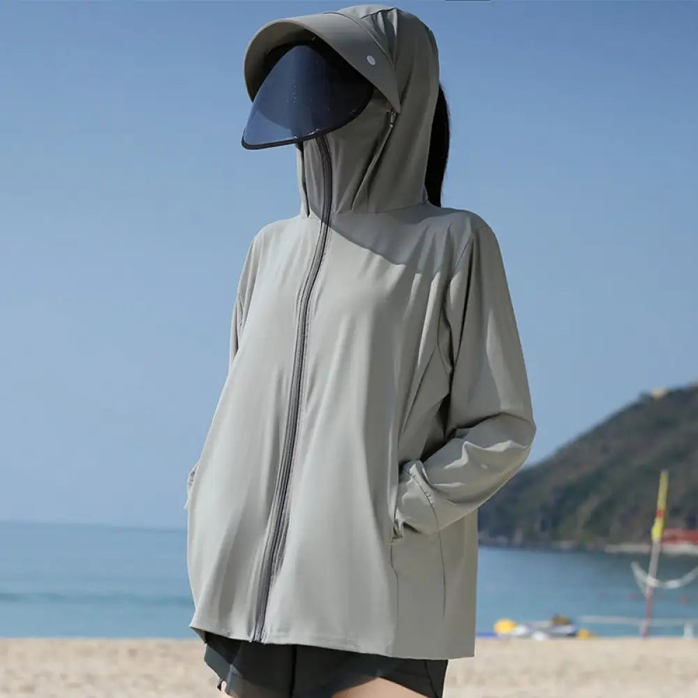 ID1573 UVカットパーカー UVカットウェア接触冷感 レディース 薄手 長袖 UPF50 + 通勤 通学 ピクニック 海水浴 おしゃれ かわいい 大きいサイズ 紫外線対策 UPF50 + ラッシュパーカー アウトドア 旅行用