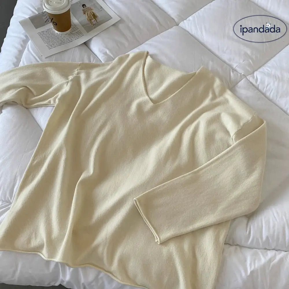 Vネック ニット セーター レディース 秋 新作 ゆったり スリム効果 インナー トップス トレンド 単色 シンプル 快適 柔らかい ID2642