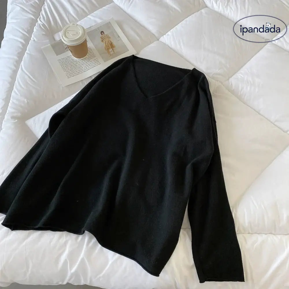 Vネック ニット セーター レディース 秋 新作 ゆったり スリム効果 インナー トップス トレンド 単色 シンプル 快適 柔らかい ID2642