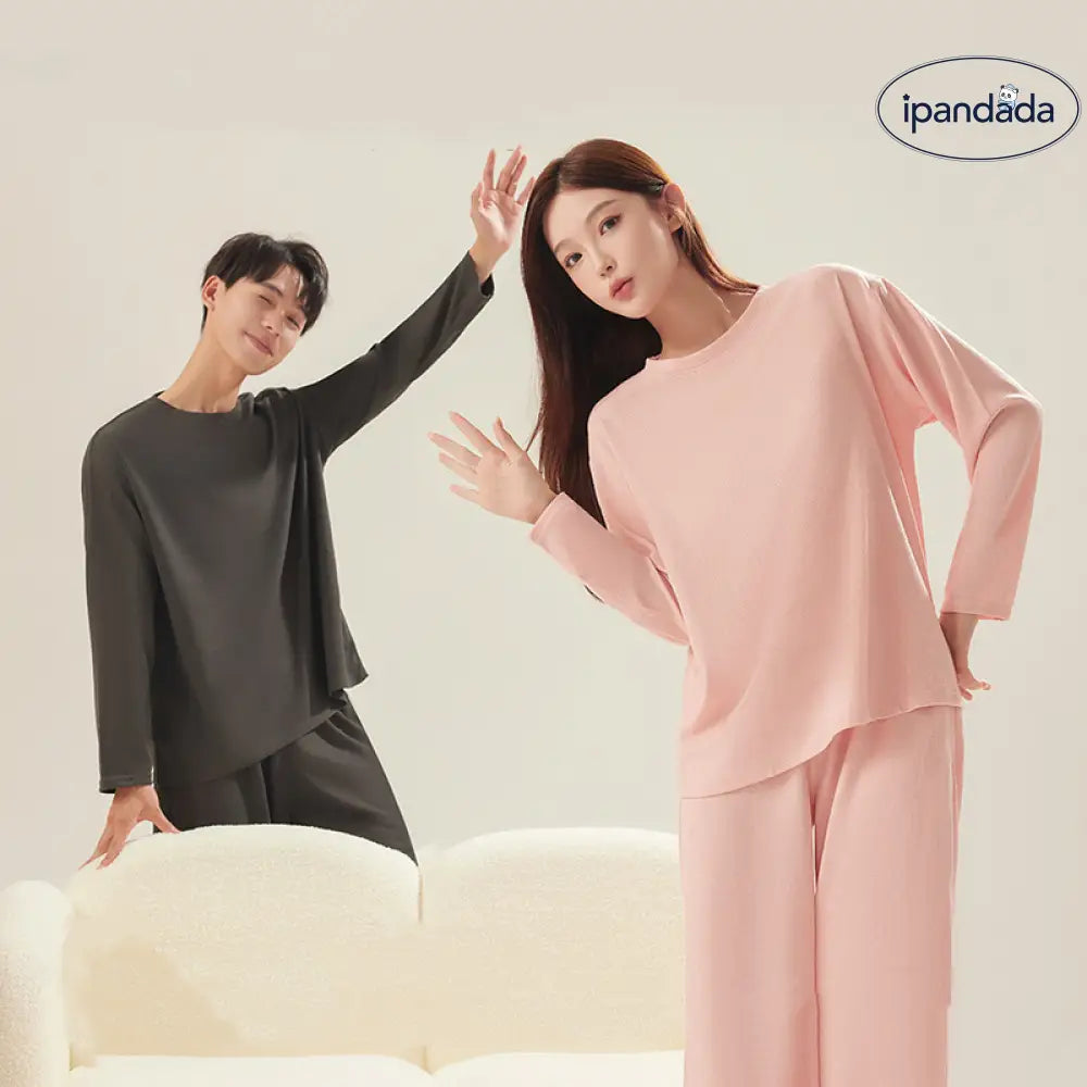 ワッフル カップル パジャマ 秋 新作 メンズ ルームウェア レディース シンプル 長袖 長ズボン ゆったり カジュアル セットアップ ID2442