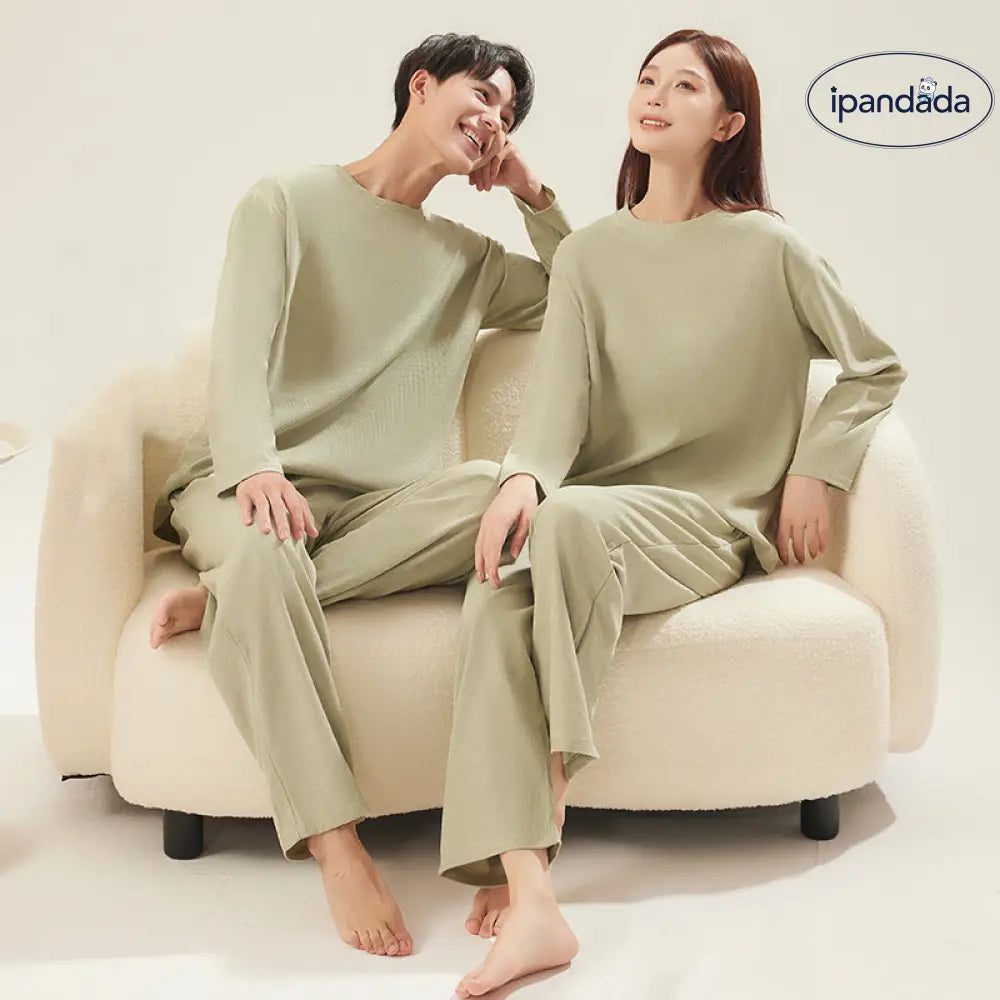 ワッフル カップル パジャマ 秋 新作 メンズ ルームウェア レディース シンプル 長袖 長ズボン ゆったり カジュアル セットアップ ID2442