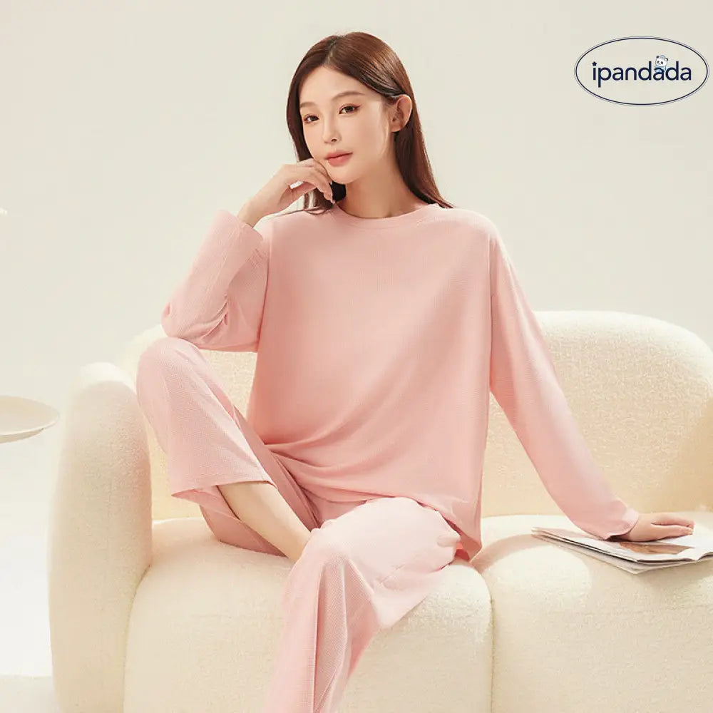 ワッフル カップル パジャマ 秋 新作 メンズ ルームウェア レディース シンプル 長袖 長ズボン ゆったり カジュアル セットアップ ID2442