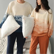 ワッフル生地 カップル ルームウェア セット 長袖 綿 シンプル アウター可 お揃い 肌着 2点セット ID4046