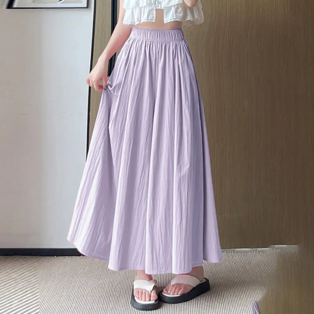 ID1580 ワイドパンツ レディース 夏 涼しい ウエストゴム サイドポケット 涼感 冷感 細見え 着痩せ ボトムス ゆったり 大きいサイズ S/M/L 春 夏 秋 春夏服装 パープル / S 外出着＞ボトムス