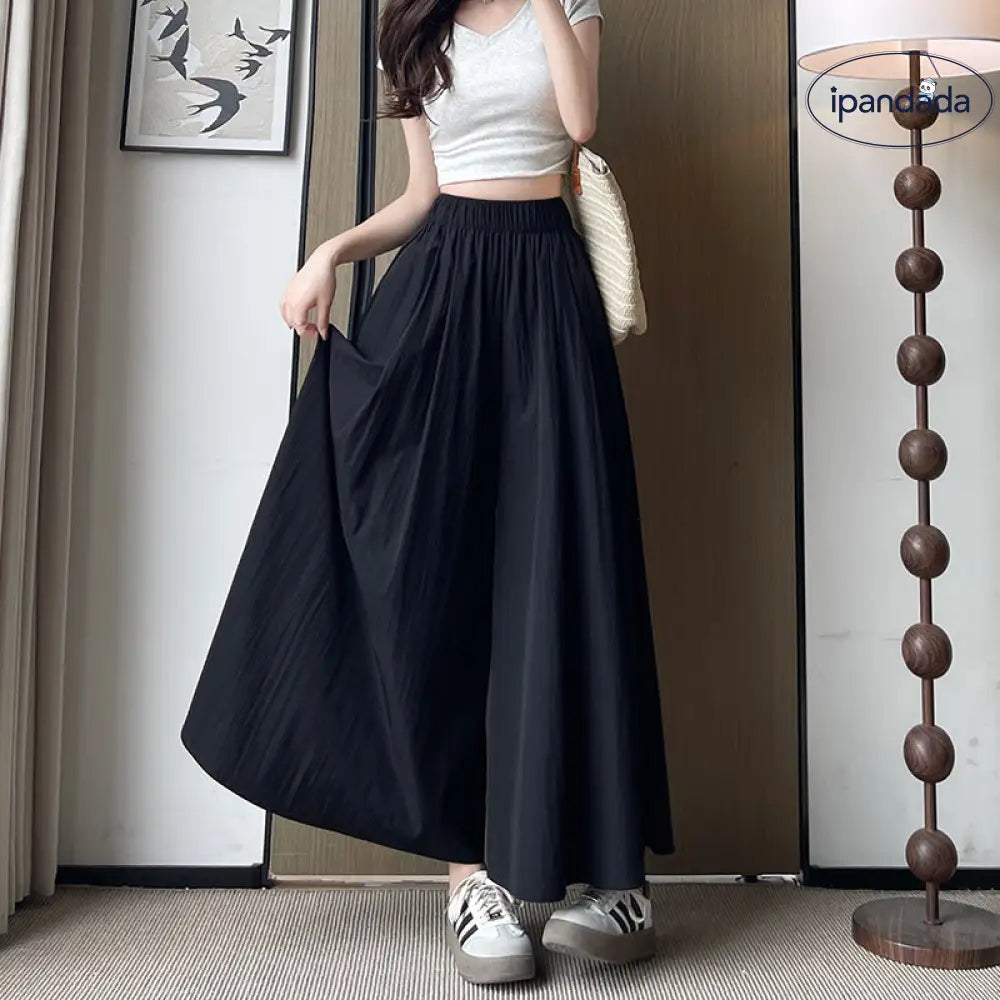 ID1580 ワイドパンツ レディース 夏 涼しい ウエストゴム サイドポケット 涼感 冷感 細見え 着痩せ ボトムス ゆったり 大きいサイズ S/M/L 春 夏 秋 春夏服装 外出着＞ボトムス