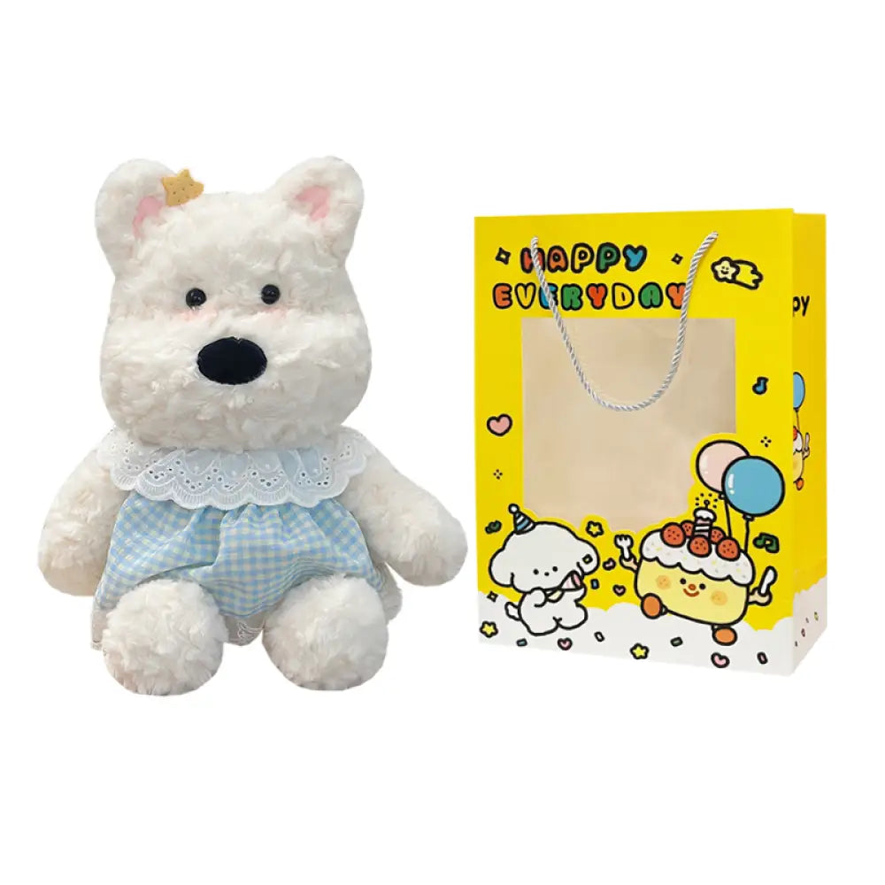 ID1770 わんちゃんぬいぐるみ 抱き枕 女の子用 寝かしつけ プレゼント 誕生日 ギフト ふわふわ かわいい 安全素材 タイプ① + ギフトバッグ インテリア雑貨>ぬいぐるみ