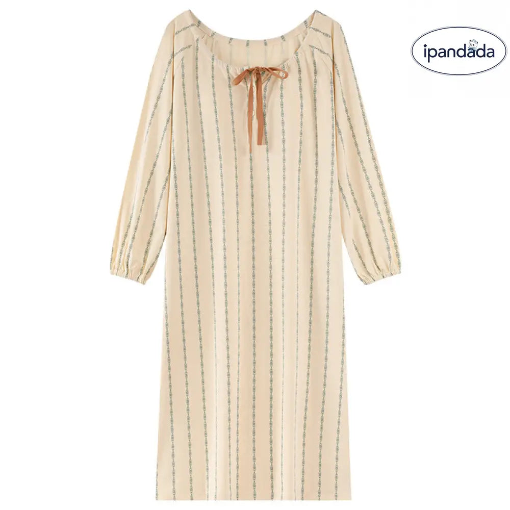 長袖 ワンピース レディース 新作 春秋 コットン パジャマ 部屋着 ID4178