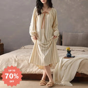 長袖 ワンピース レディース 新作 春秋 コットン パジャマ 部屋着 ID4178 写真通り / M