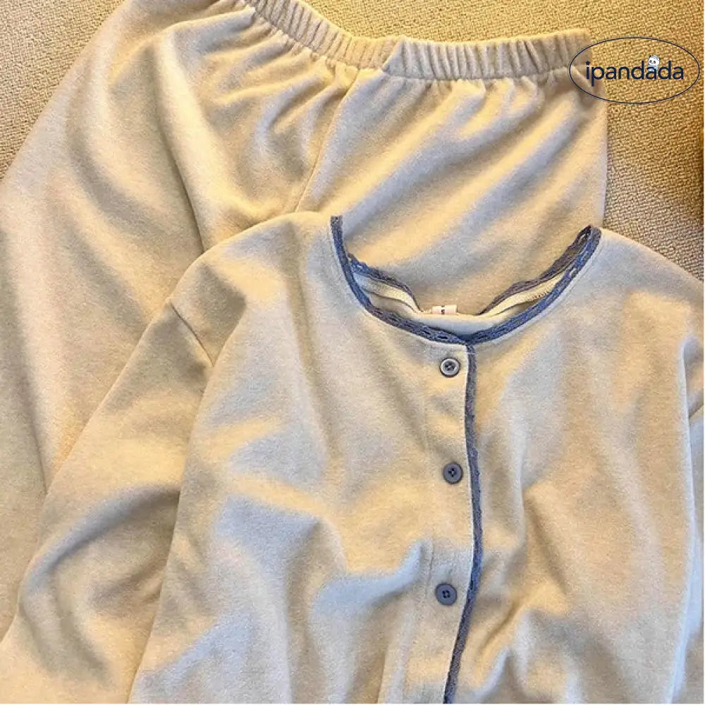 無地 デロン パジャマ 女性用 秋冬 ルームウェア 冬 ID3785