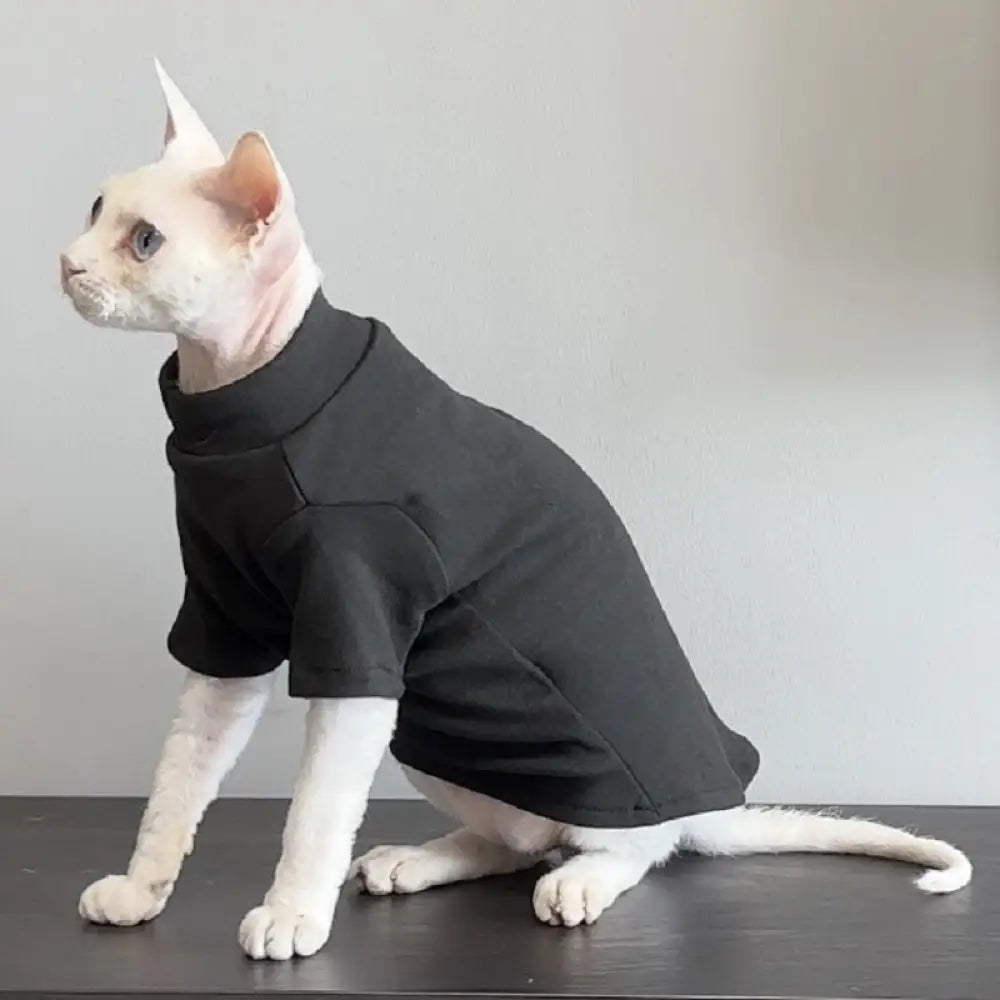 無毛猫用服 ペット服 スフィンクス 秋冬用 保温 デヴォンレックス コーニッシュレックス 矮脚猫 秋冬服 ペット用品 ID2407 ブラック / XS ペット用品＞ウェア
